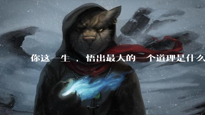 你这一生 ，悟出最大的一个道理是什么 ?